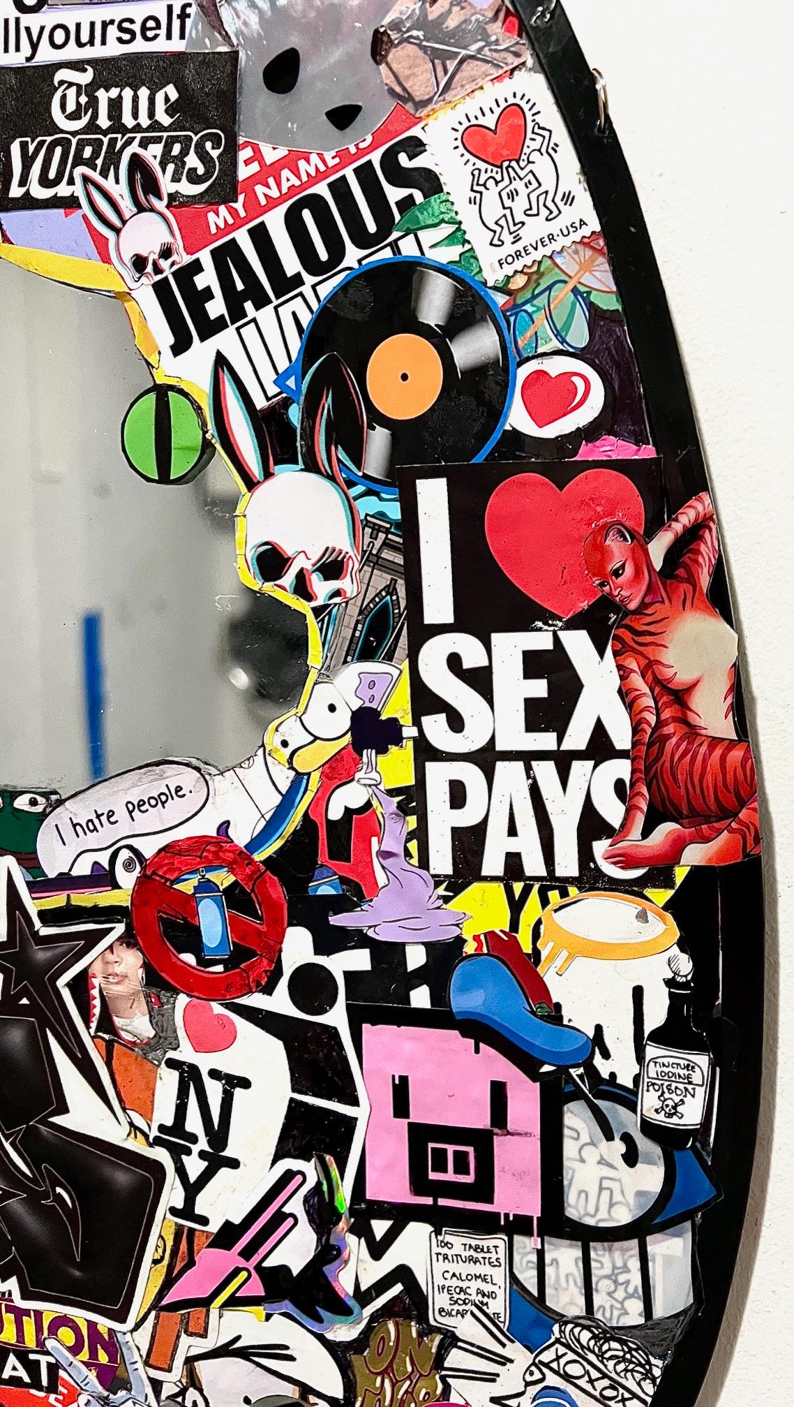 Pop Art Street Art zeitgenössische Aufkleber Innenspiegel im Angebot 3