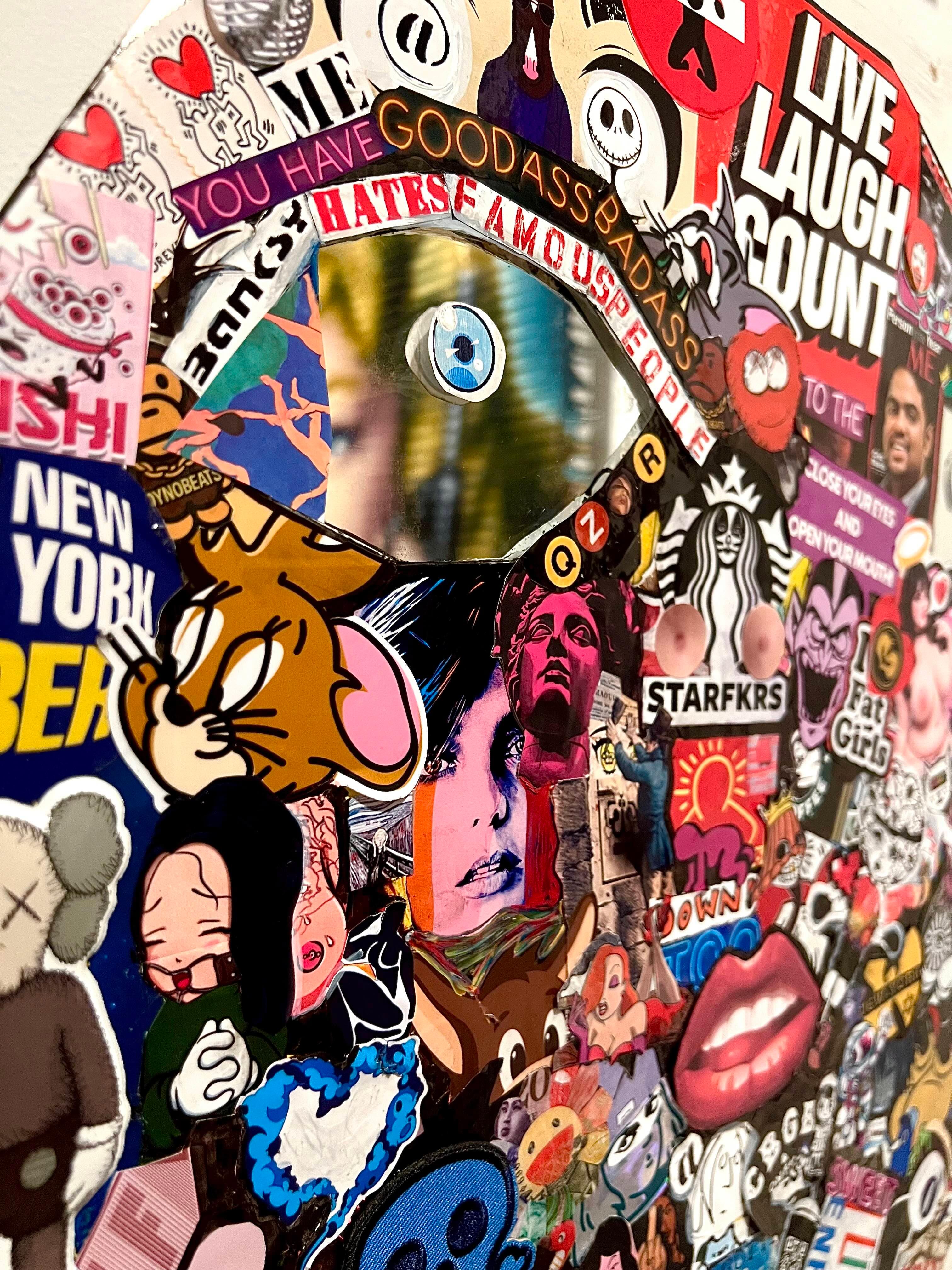 Pop art street art autocollants contemporains marqueur miroir intérieur banksy - Pop Art Mixed Media Art par OCD