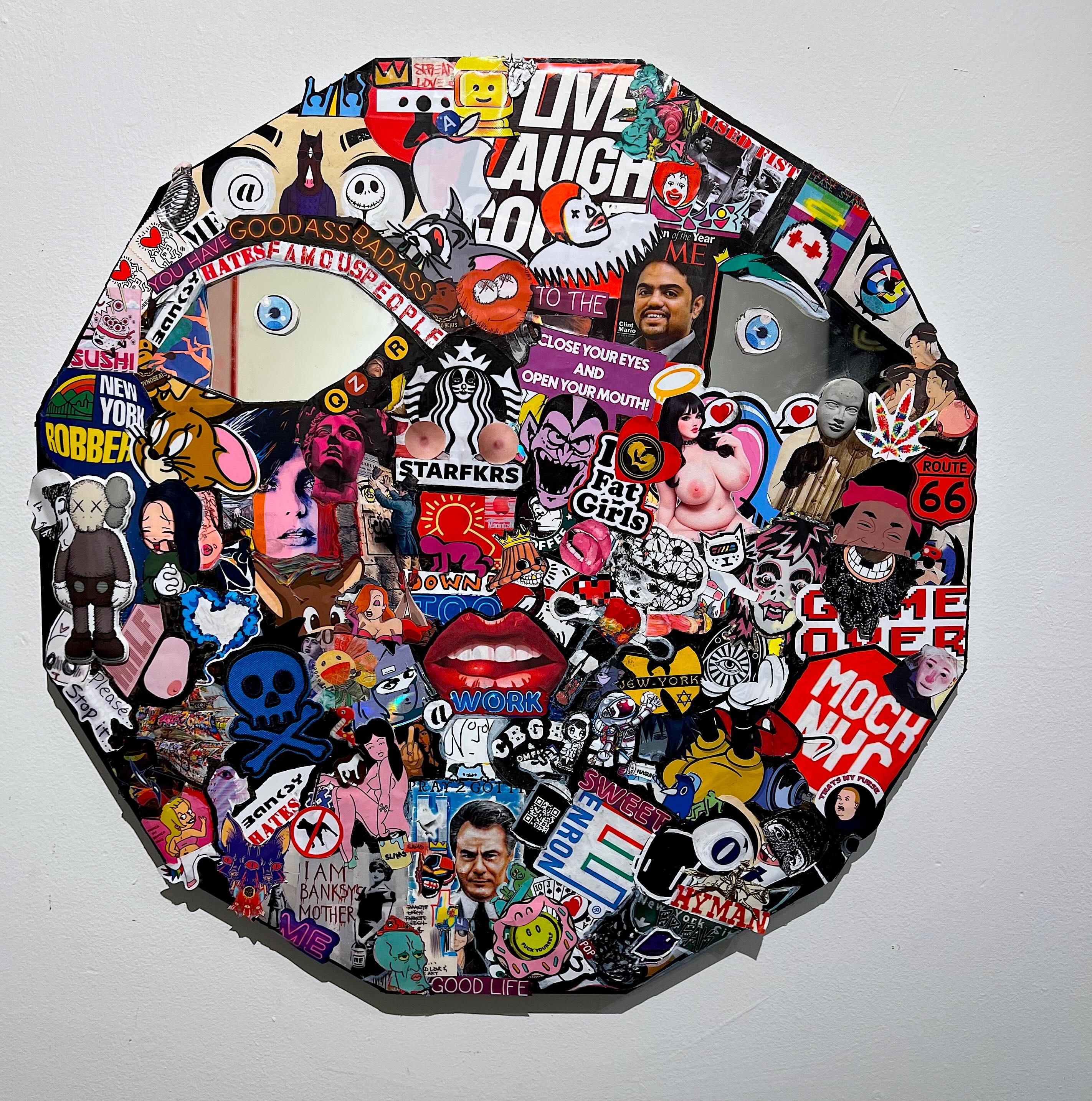 Pop art street art contemporary stickers marker interior mirror banksy