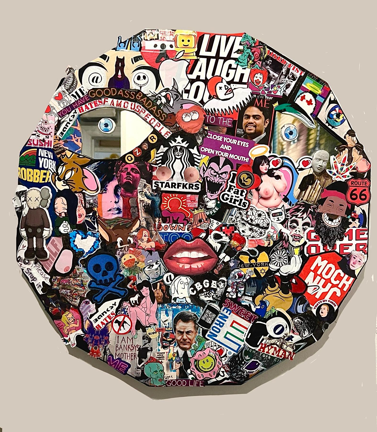 Pop art street art autocollants contemporains marqueur miroir intérieur banksy - Mixed Media Art de OCD