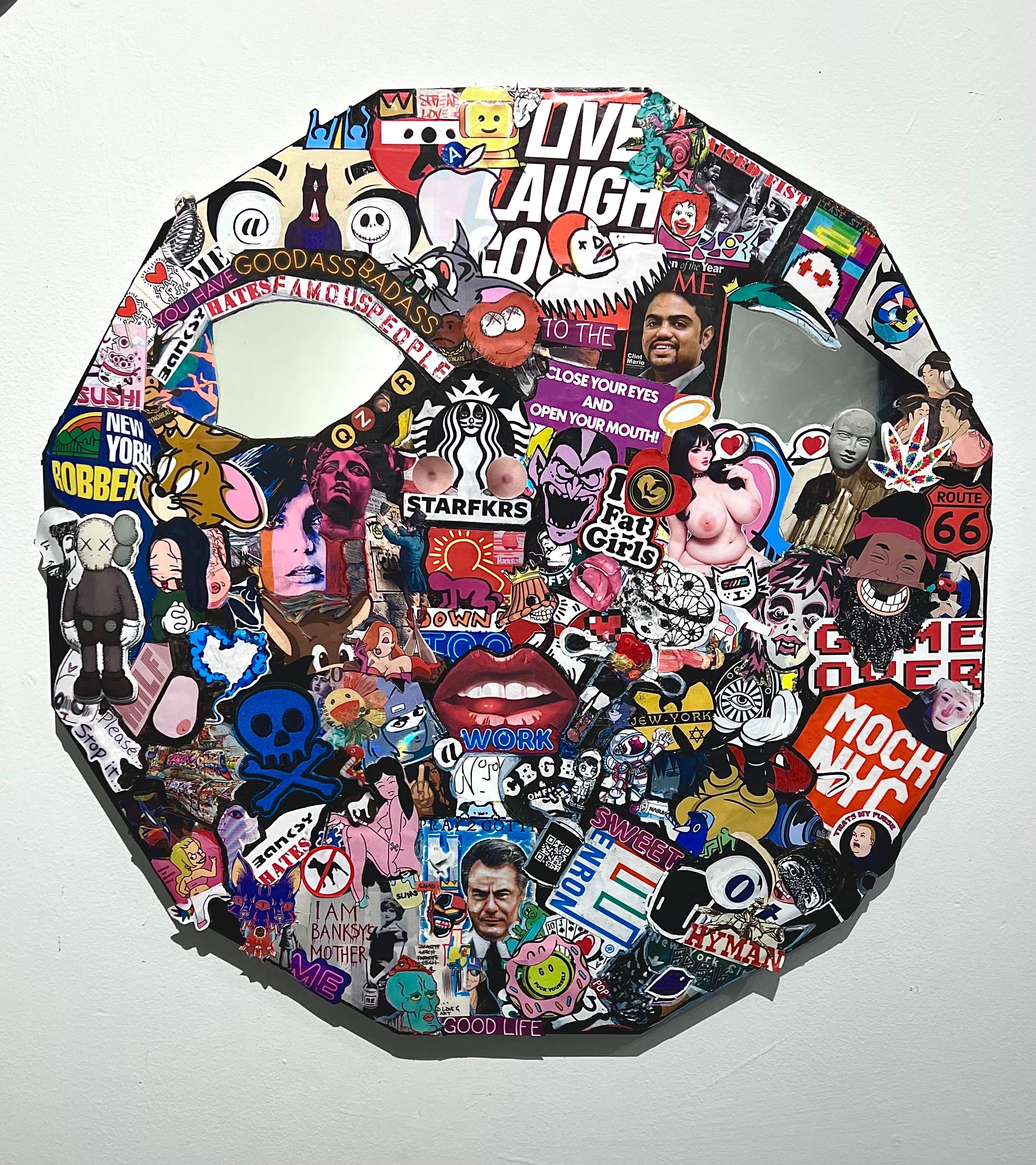 Pop art street art contemporary stickers marker interior mirror banksy