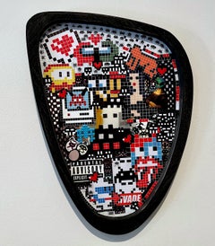 Pop Art Street Art INVADER zeitgenössische Aufkleber Innenspiegel
