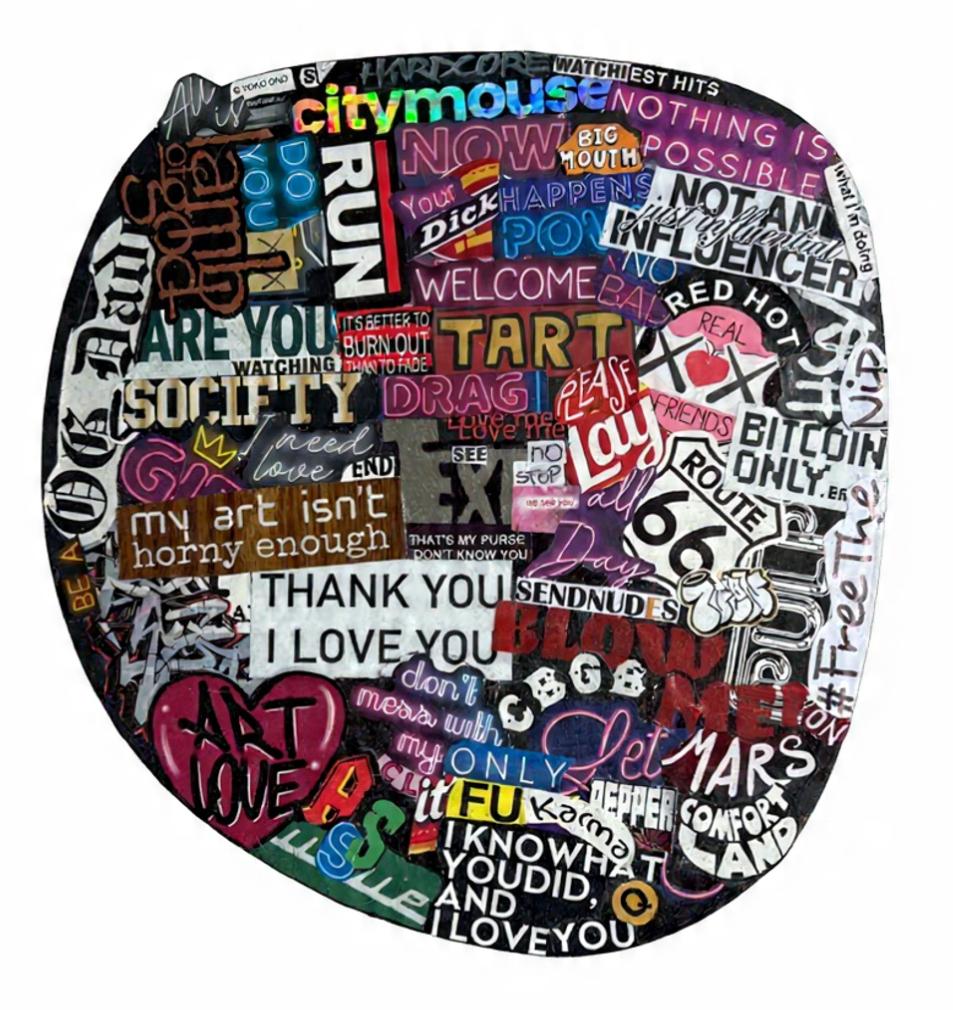 Pop art street contemporary stickers marker interior TEXT art mirror banksy kaws