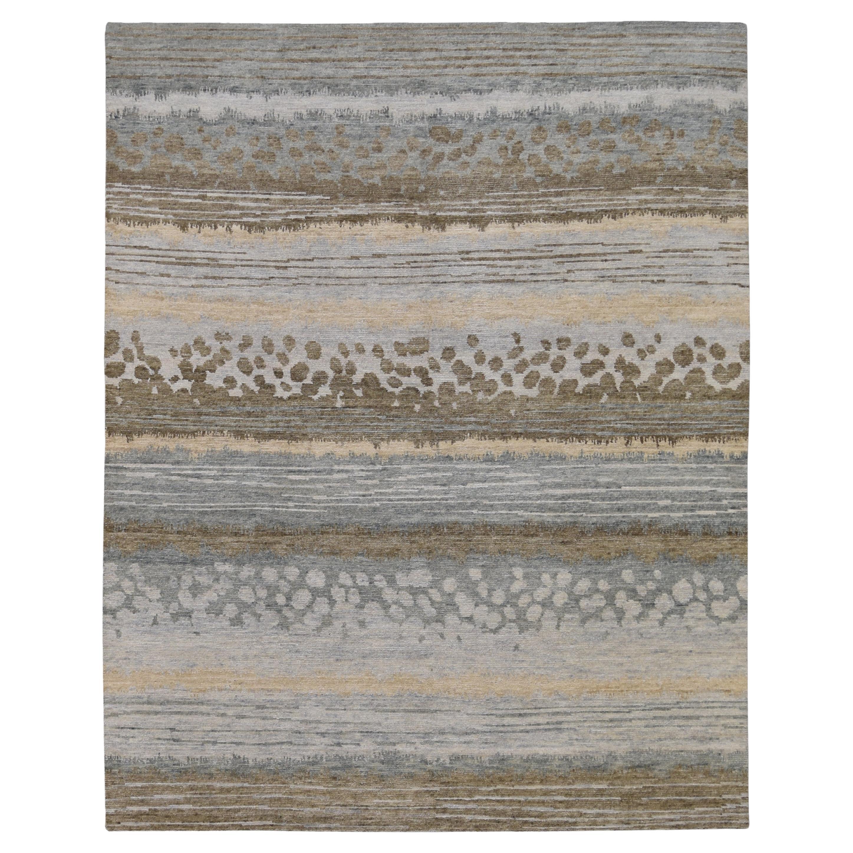 Tapis océan abstrait en laine vert et menthe 8'x10'2''