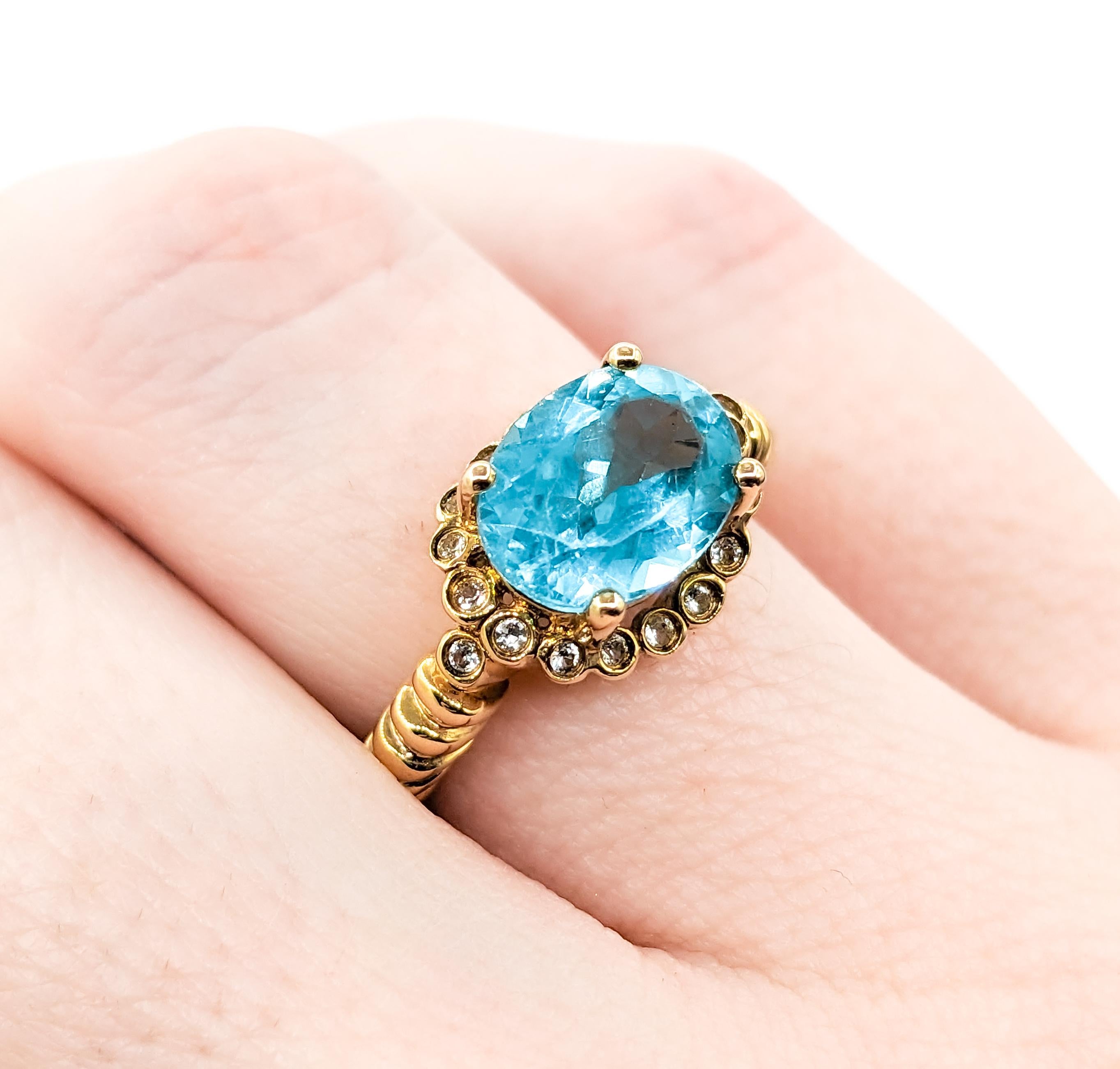 Ocean Blue Apatite & White Topaz Fashion Ring For Sale 4