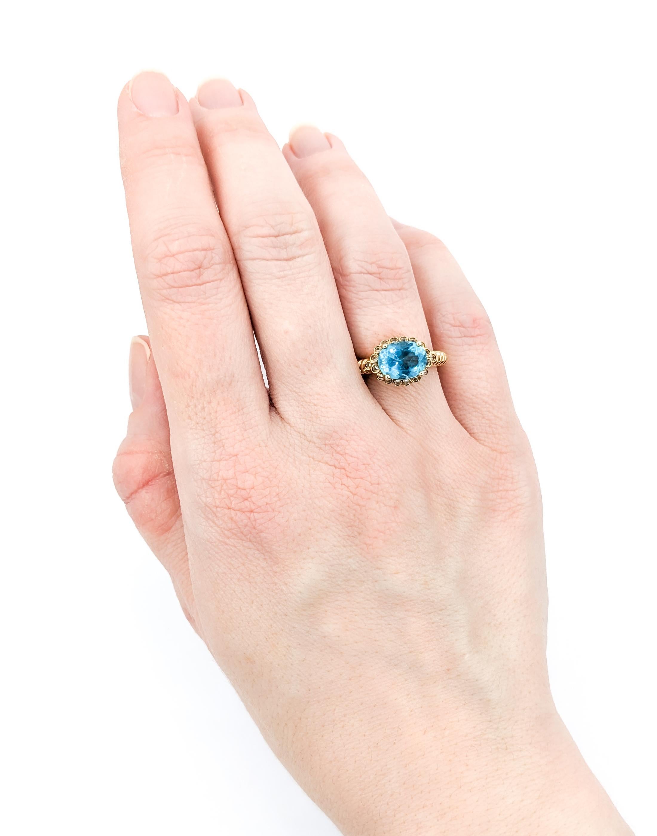 Ocean Blue Apatite & White Topaz Fashion Ring For Sale 5