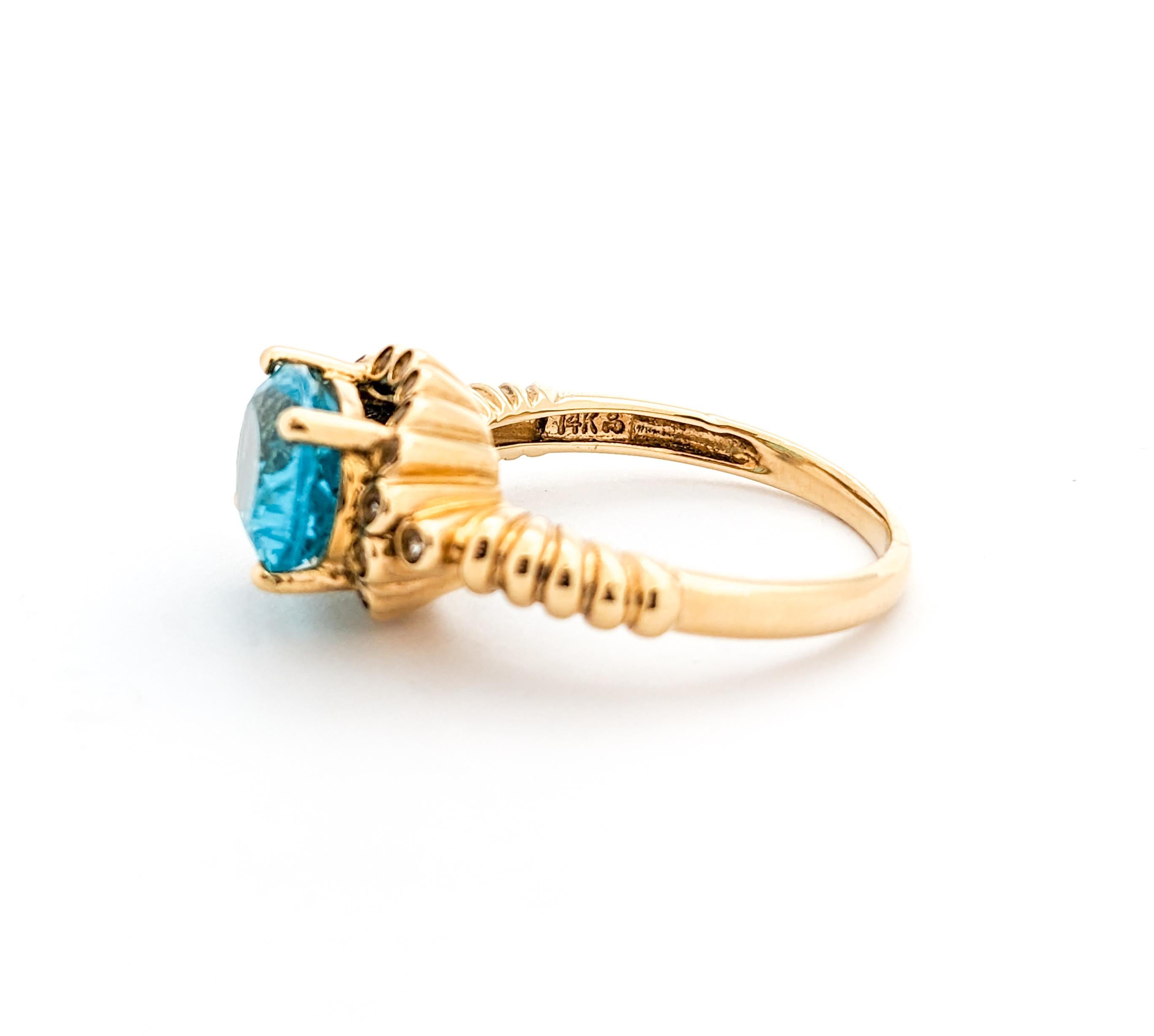 Modern Ocean Blue Apatite & White Topaz Fashion Ring For Sale