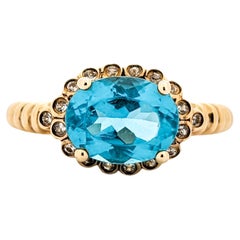 Vintage Ocean Blue Apatite & White Topaz Fashion Ring