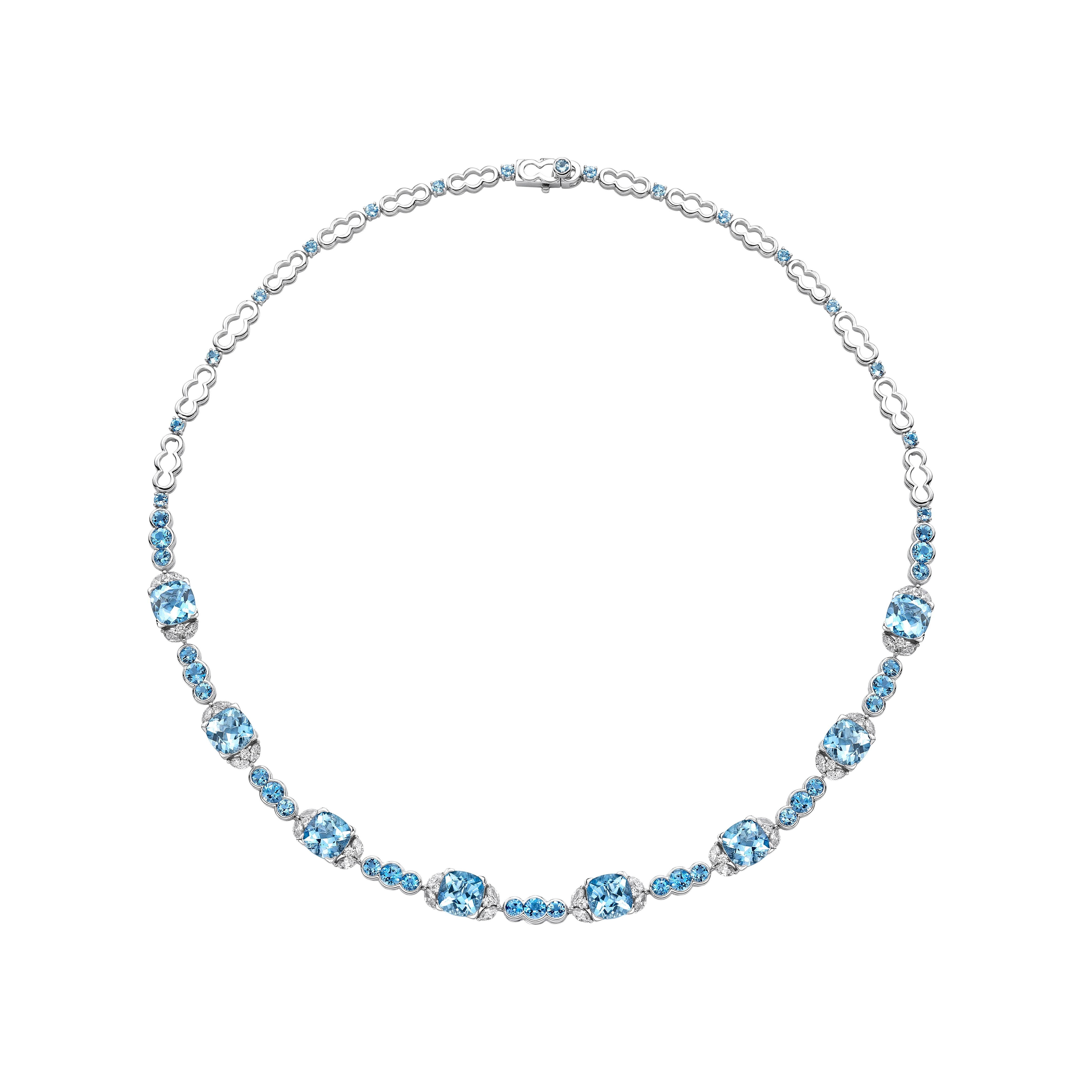 aquamarine tennis necklace