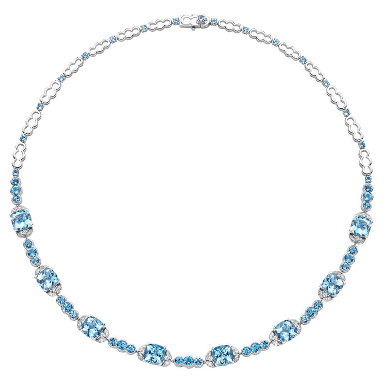 Ocean Blue Aquamarine Necklace with Diamond in 18KWG For Sale at 1stDibs |  ocean blue diamond, aquamarine and raymond costume