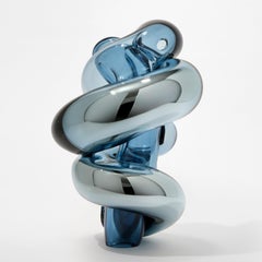 Ocean Blue, Closer No 94, a blue handblown glass sculpture by Markus Emilsson