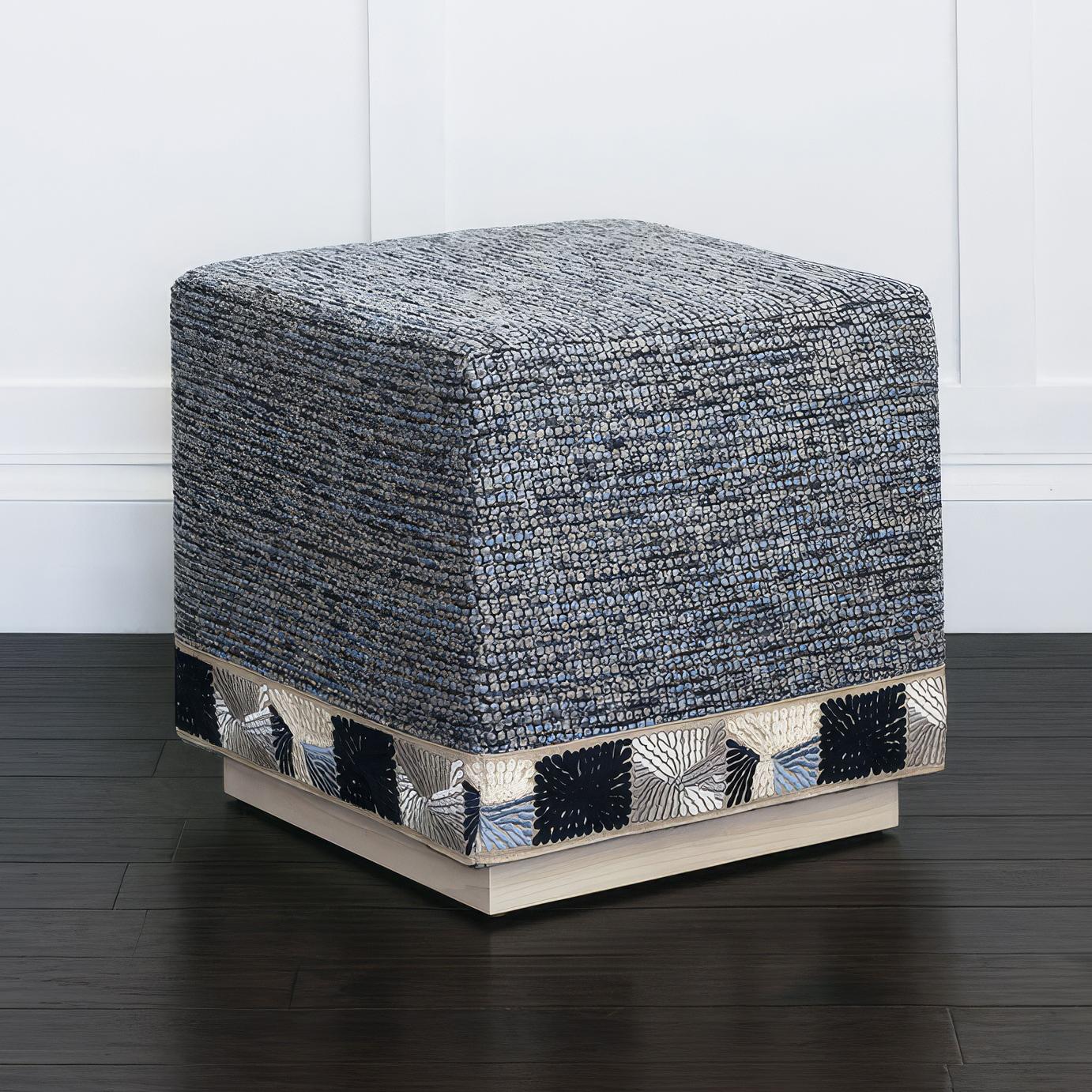 Americano Pouf cubo blu oceano in vendita