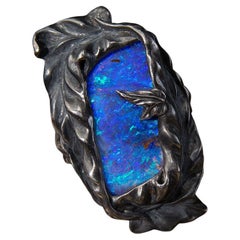 Anillo de ópalo azul océano Anillo de oro con ópalo azul australiano