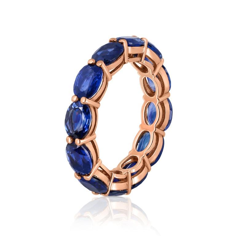 Modern Ocean Blue Sapphire Eternity Ring For Sale