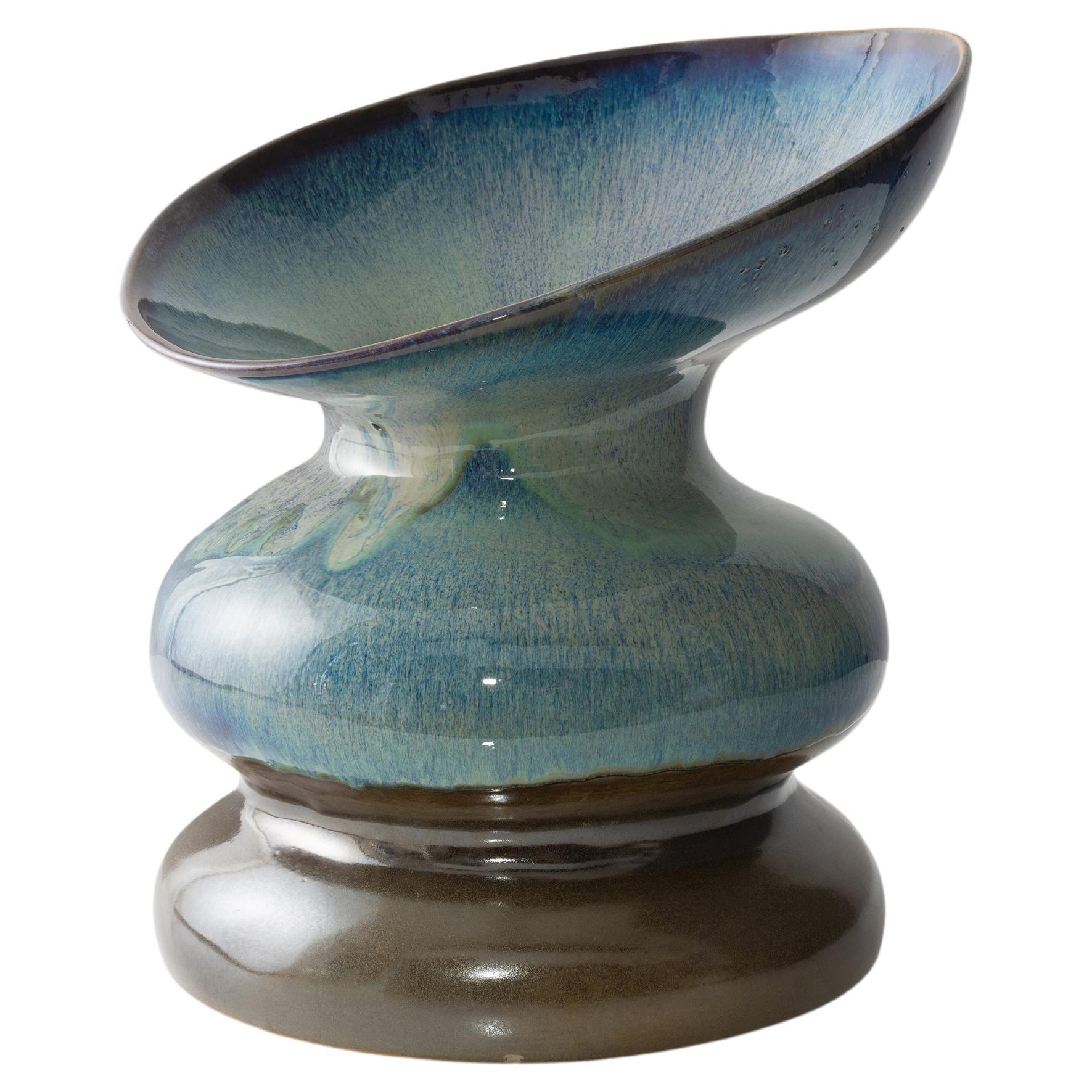 Ocean Blue Wave Ceramic Chair by Forma Rosa Studio For Sale