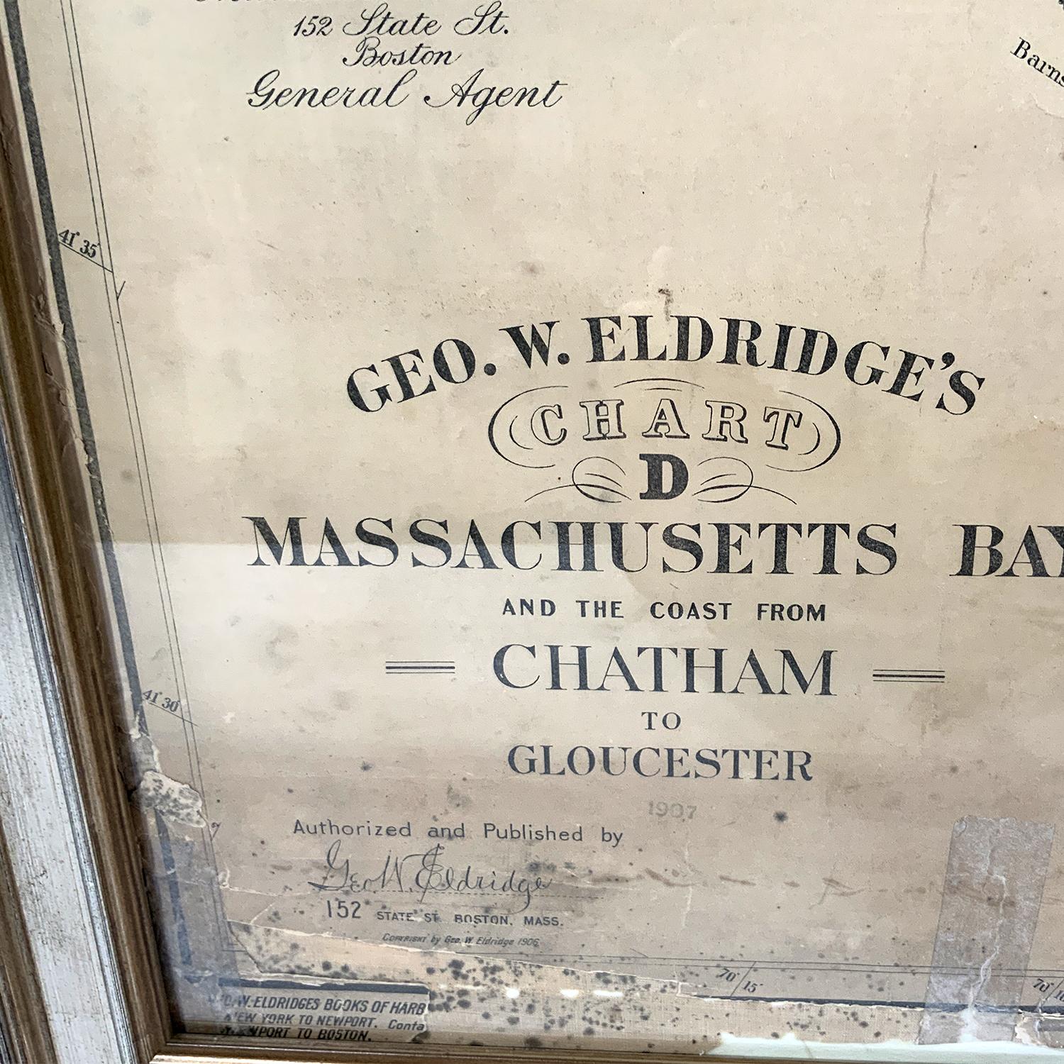 Ocean Chart Of Massachusetts Bay In Good Condition For Sale In Norwell, MA