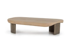 Coffee Table, Oak Top, Handmade Textured Lacquered Wood Base, Ocean