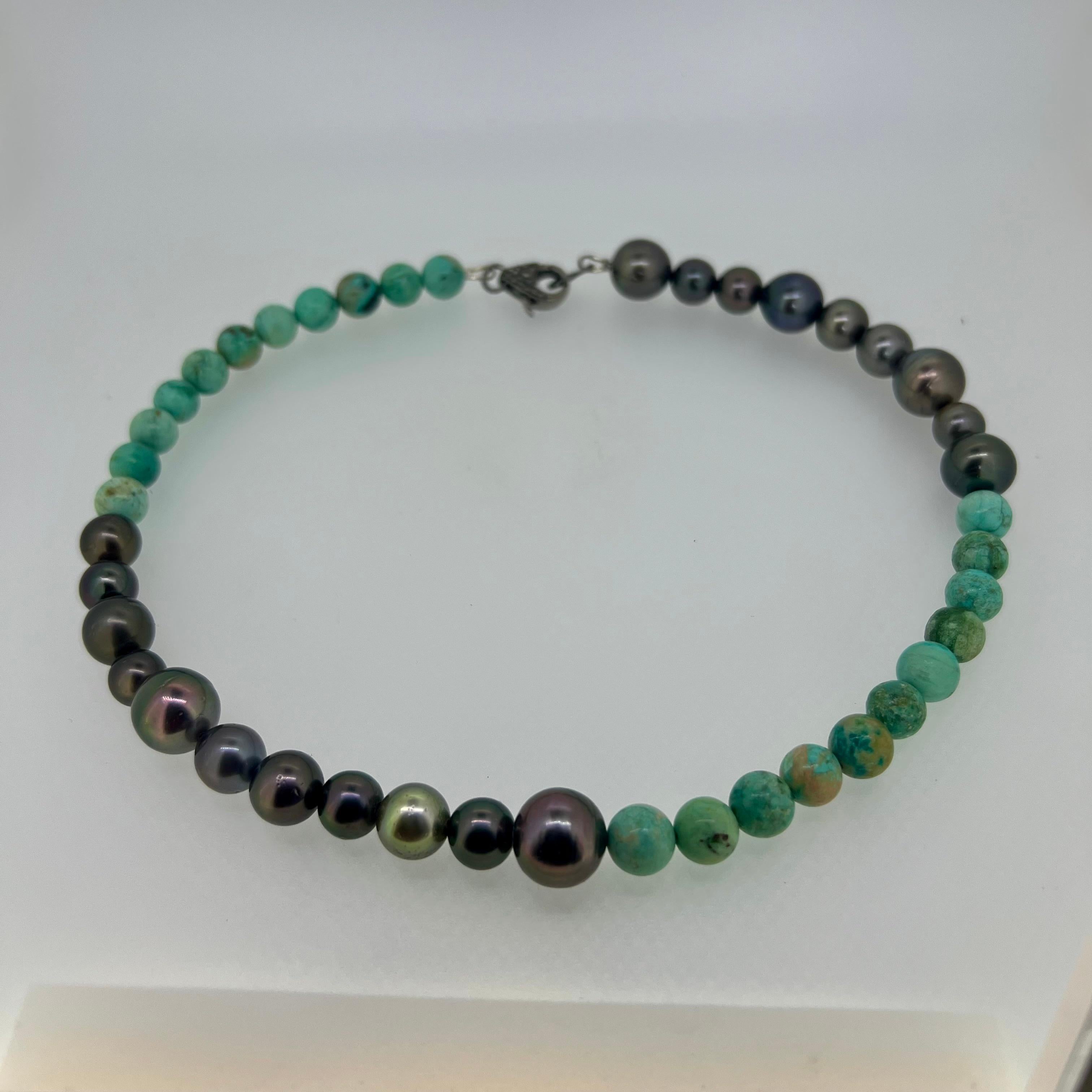 Collar Océano Profundo - Turquesa de Perú y Perlas de Tahití en Nuevo estado para la venta en Boostedt, SH
