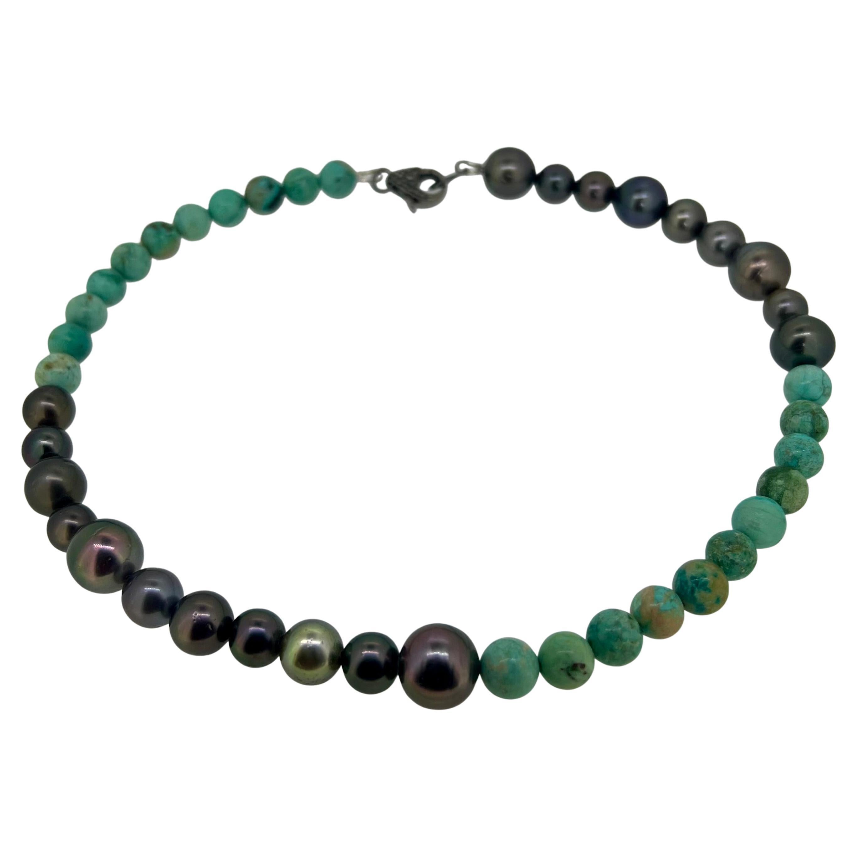 Collar Océano Profundo - Turquesa de Perú y Perlas de Tahití