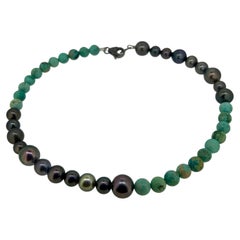 Ocean Depths Necklace – Peru Turquoise & Tahitian Pearls