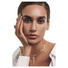 Ocean Drop Diamond Choker in 18K Matte Gold with Pear Cut Diamond Drop