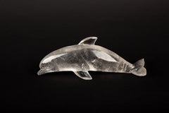 Ocean Elegance: Hand-Carved Rock Crystal Dolphin