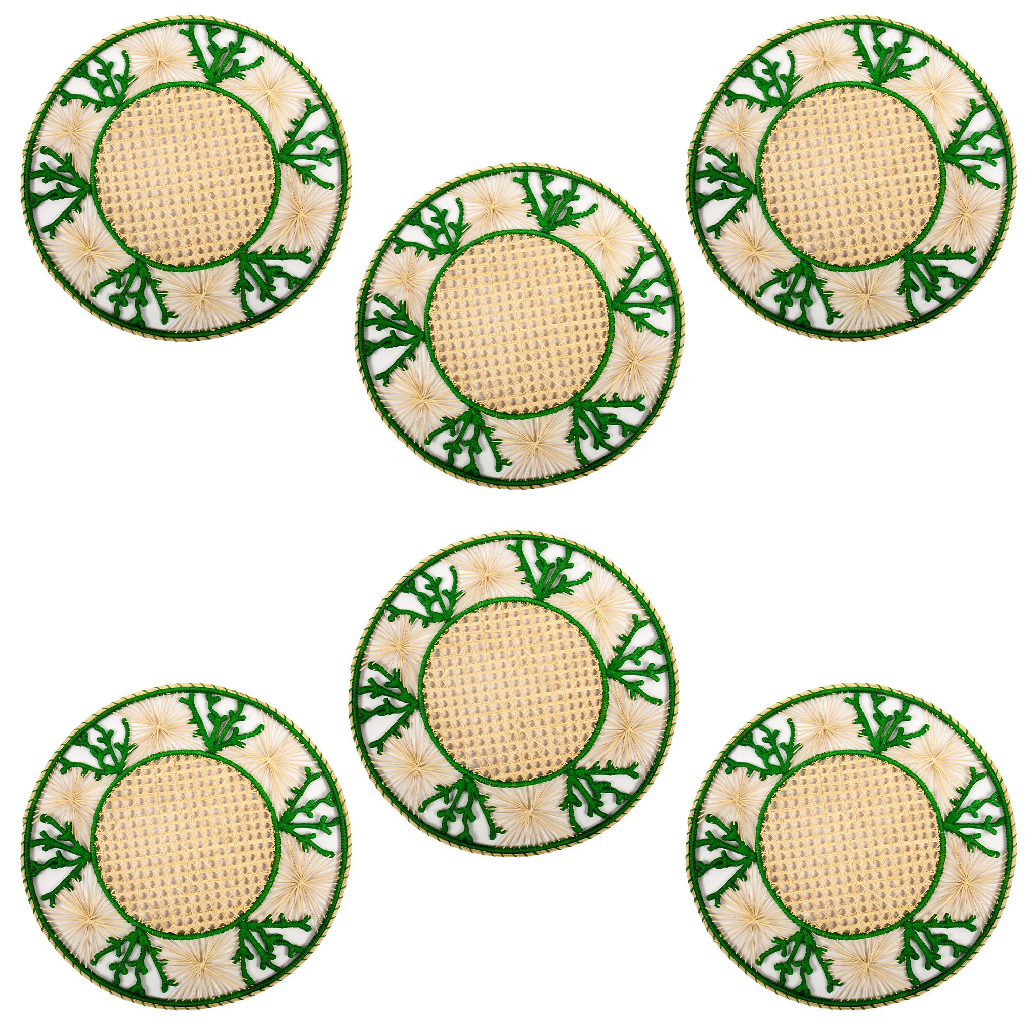 Ozean Elegance: Malachitfarbene Korallen-Plattentische, 15,5 cm (Kolumbianisch) im Angebot