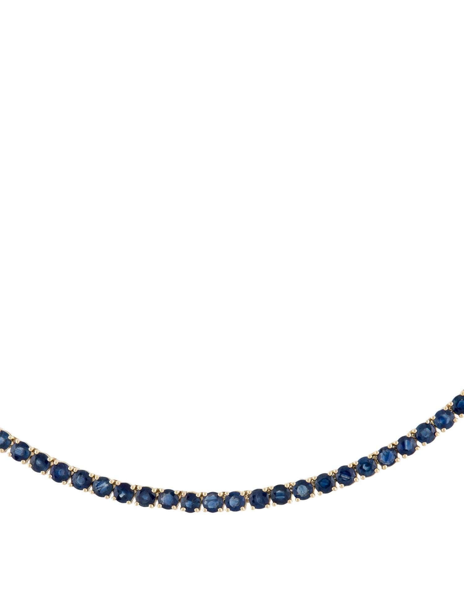 Brilliant Cut 14K 10.20ctw Sapphire Station Necklace - Exquisite Gemstone Statement Piece For Sale