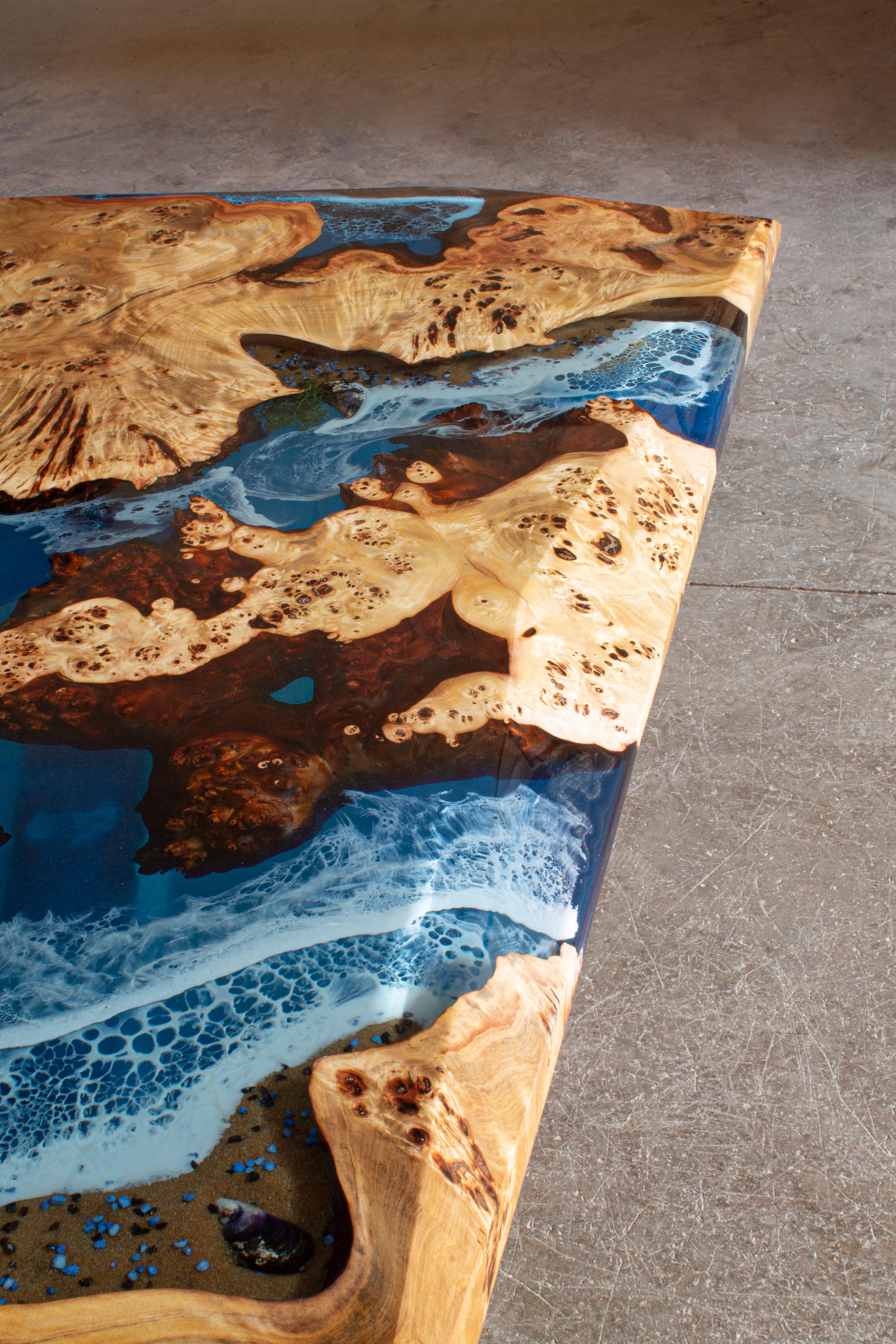 Ocean Epoxy Table - Custom Wood Dining Room Table - Customizable River Table For Sale 2