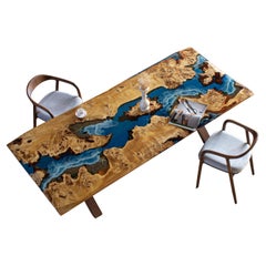 Ocean Epoxy Table - Custom Wood Dining Room Table - Customizable River Table