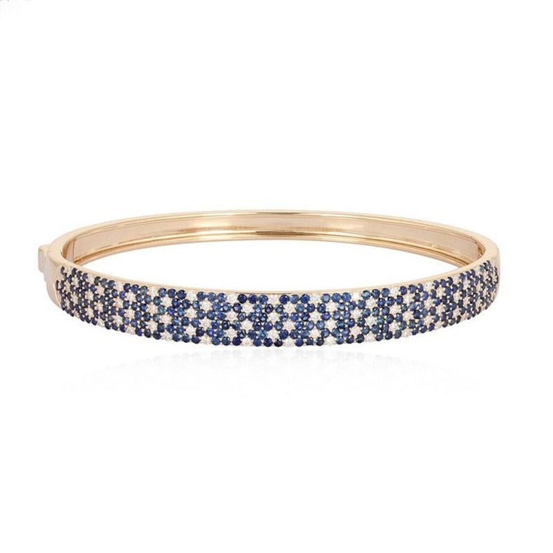 Pulsera Zafiro Varias Vueltas Oro Amarillo 14K Destello Oceánico Moderno en venta