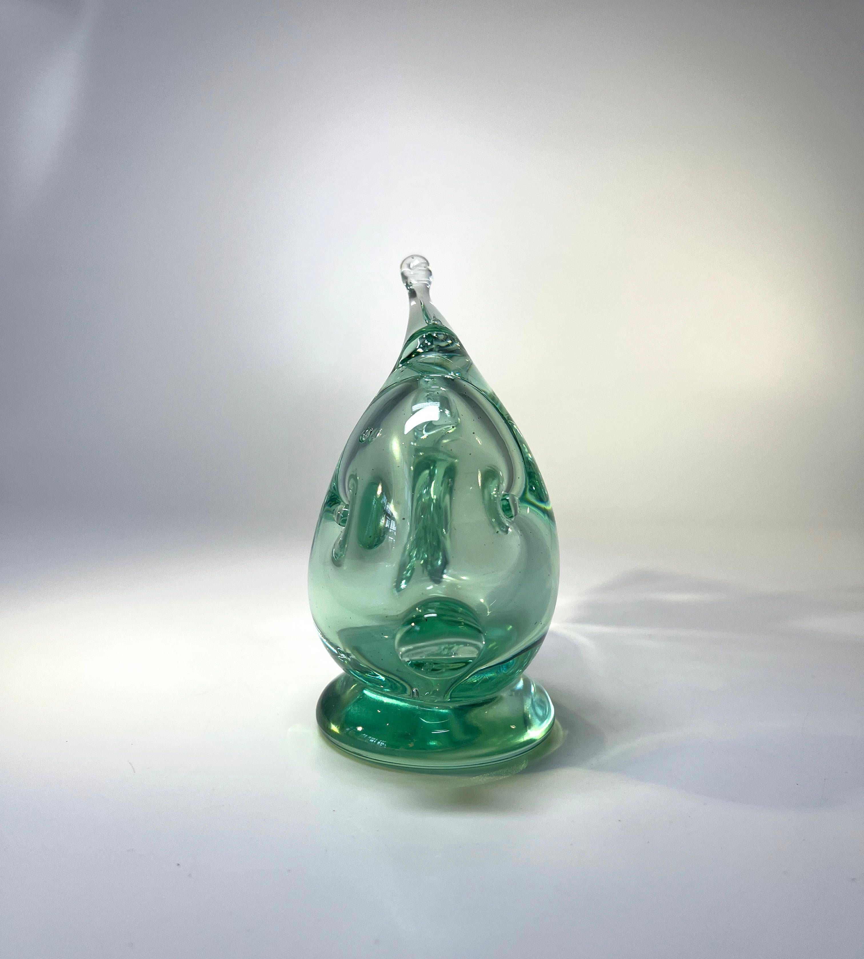 Ocean Green Murano Glass Angel Fish By Archimede Seguso, Italy 1970's For Sale 1