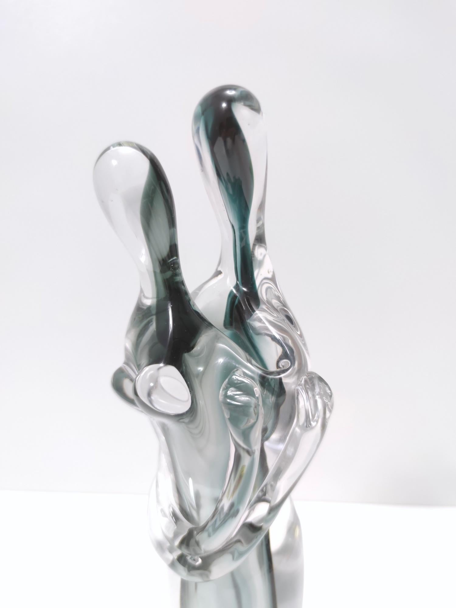 Ocean Green Murano Glass Decorative Item of Two Lovers Ascribable to Seguso 4
