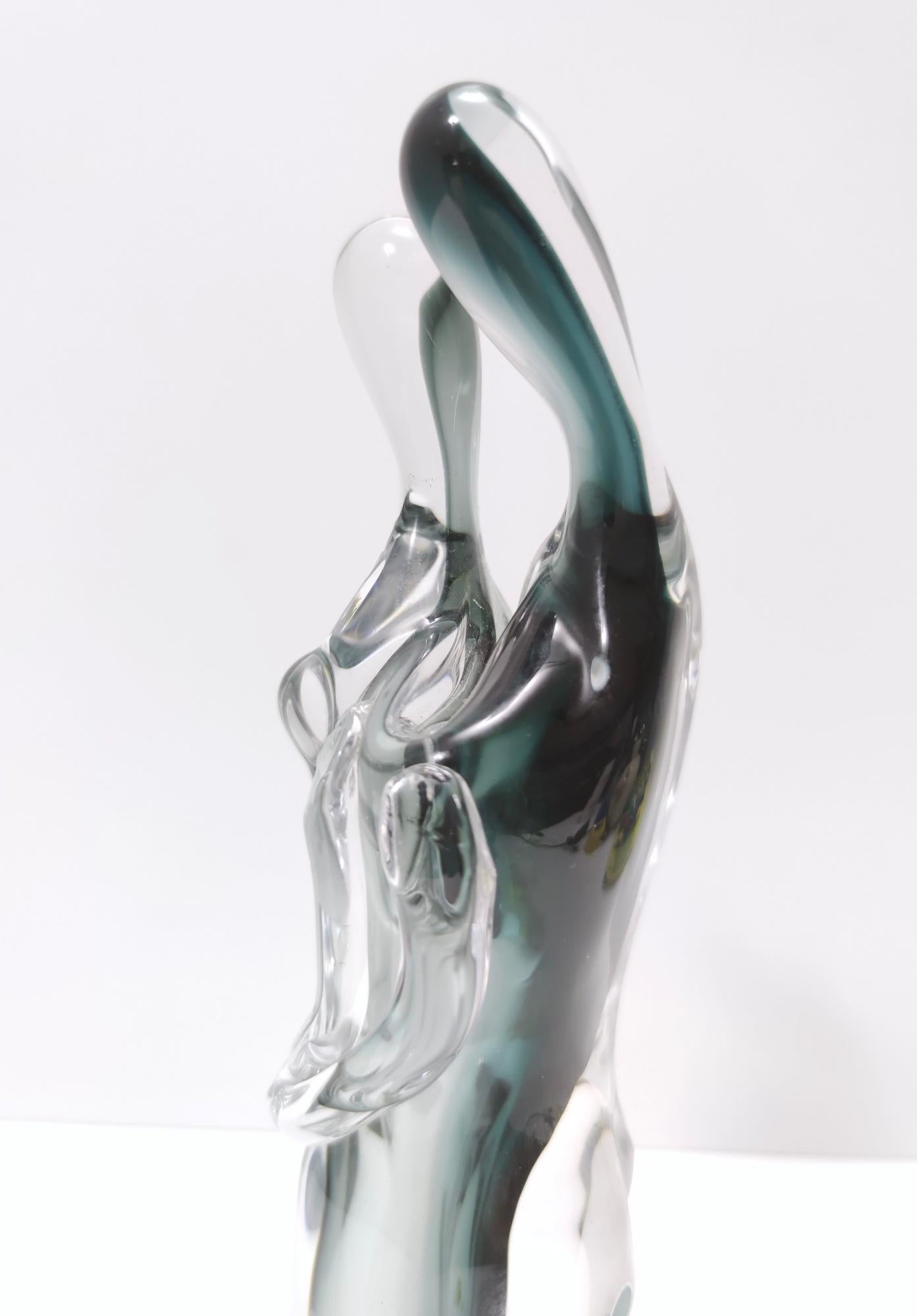 Ocean Green Murano Glass Decorative Item of Two Lovers Ascribable to Seguso 5