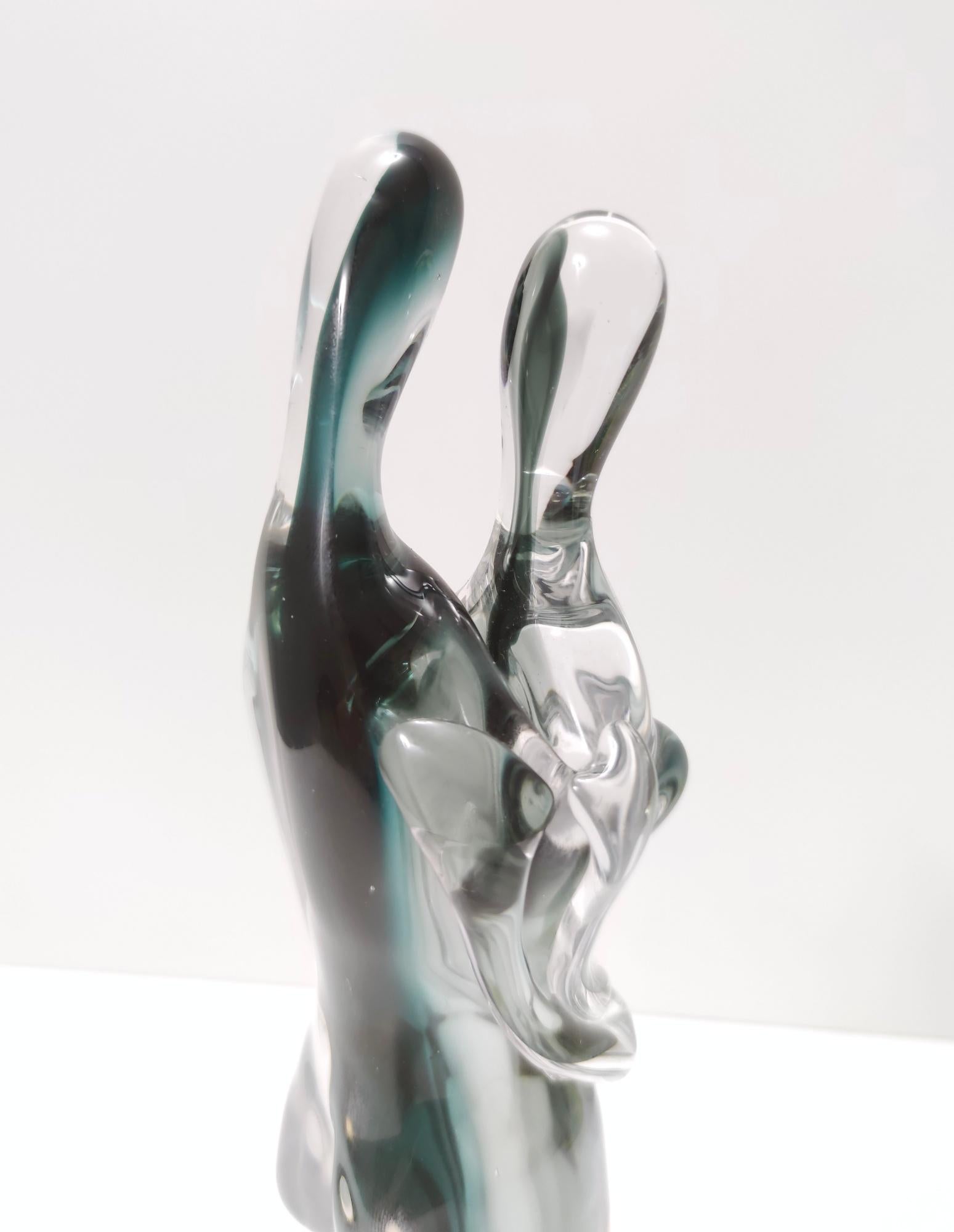 Ocean Green Murano Glass Decorative Item of Two Lovers Ascribable to Seguso 6