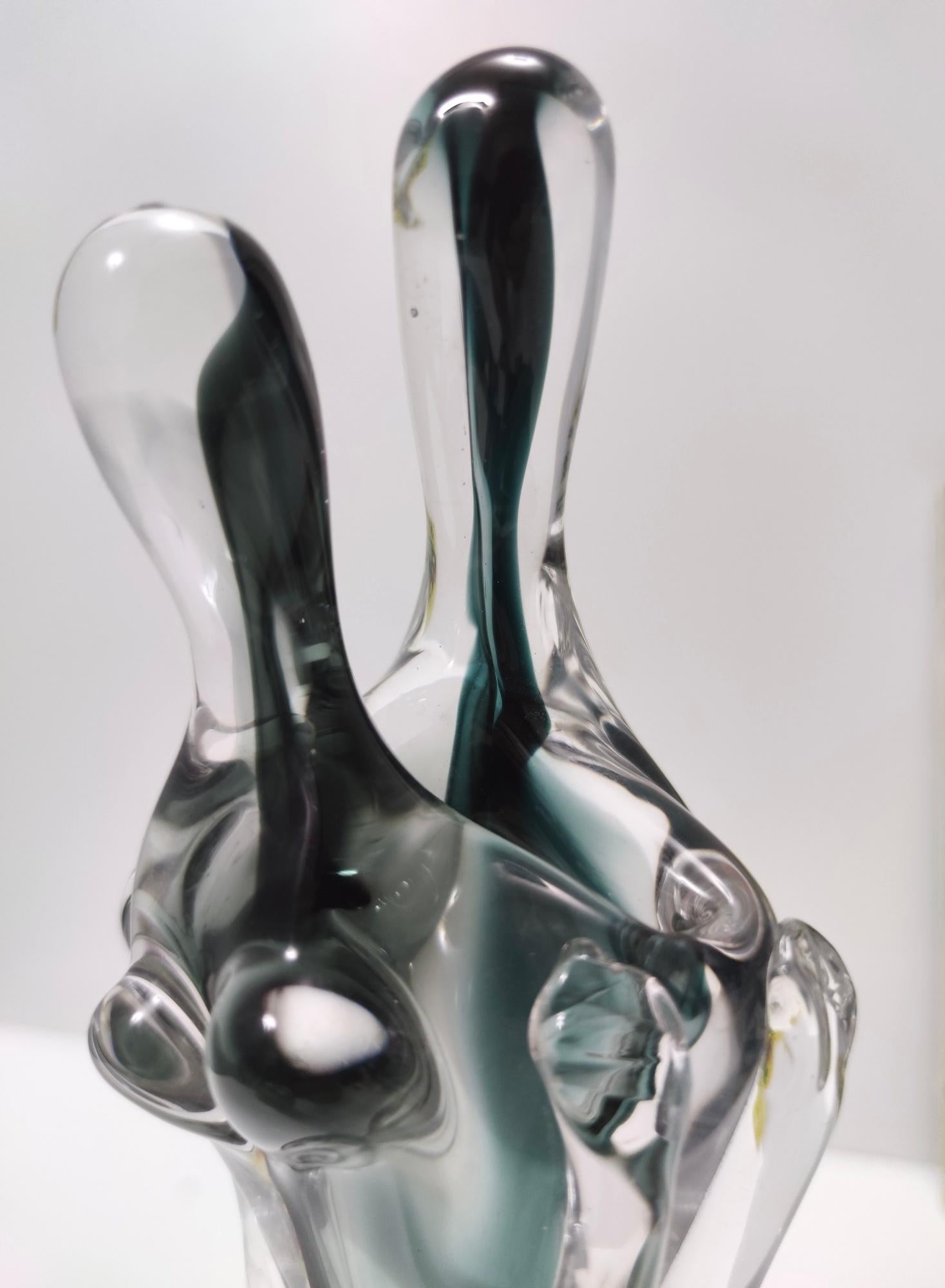 Ocean Green Murano Glass Decorative Item of Two Lovers Ascribable to Seguso 7