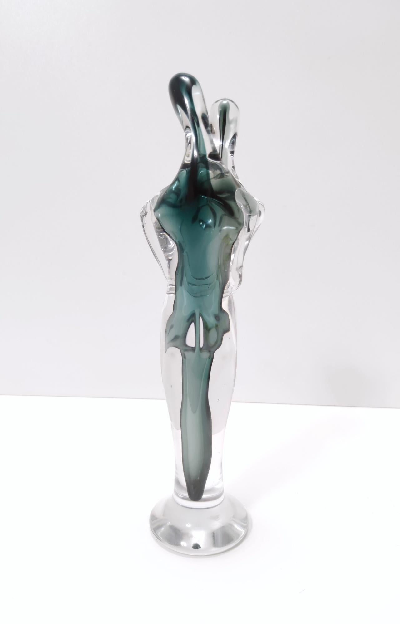 Ocean Green Murano Glass Decorative Item of Two Lovers Ascribable to Seguso 2