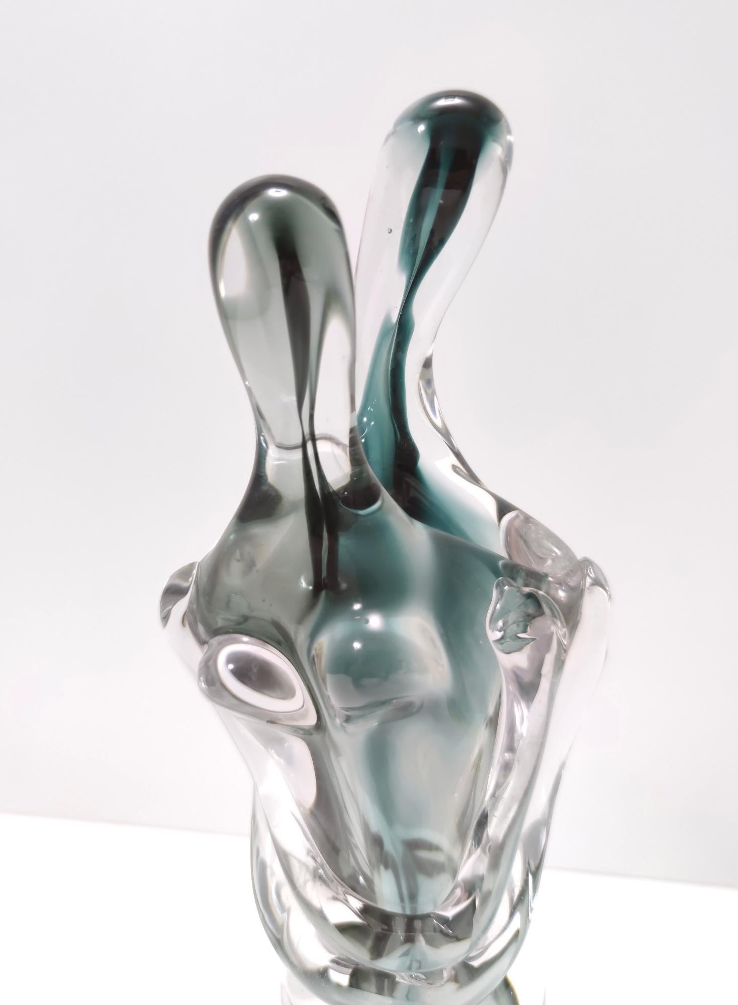 Ocean Green Murano Glass Decorative Item of Two Lovers Ascribable to Seguso 3