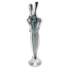 Ocean Green Murano Glass Decorative Item of Two Lovers Ascribable to Seguso