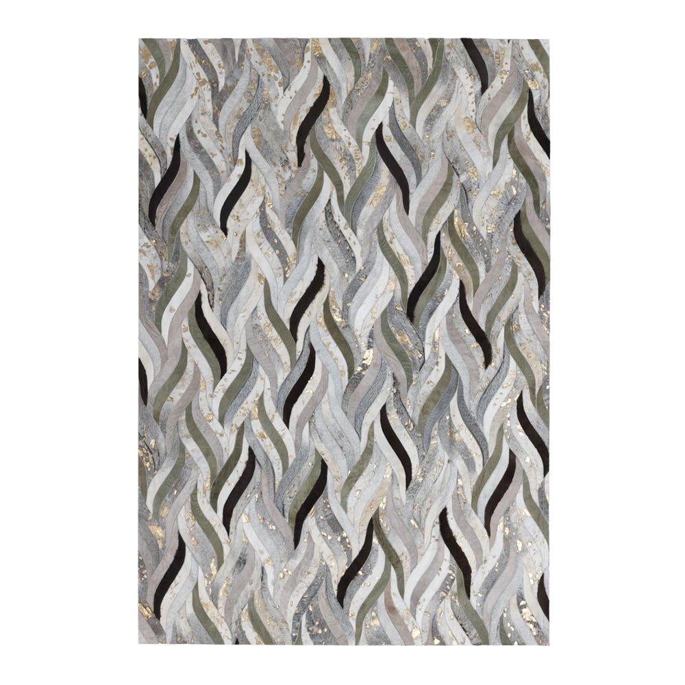 Tappeto d'ispirazione oceanica personalizzabile in pelle bovina Oliver Small
