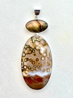 Sterling Silver Pendant with Ocean Jasper and Labradorite