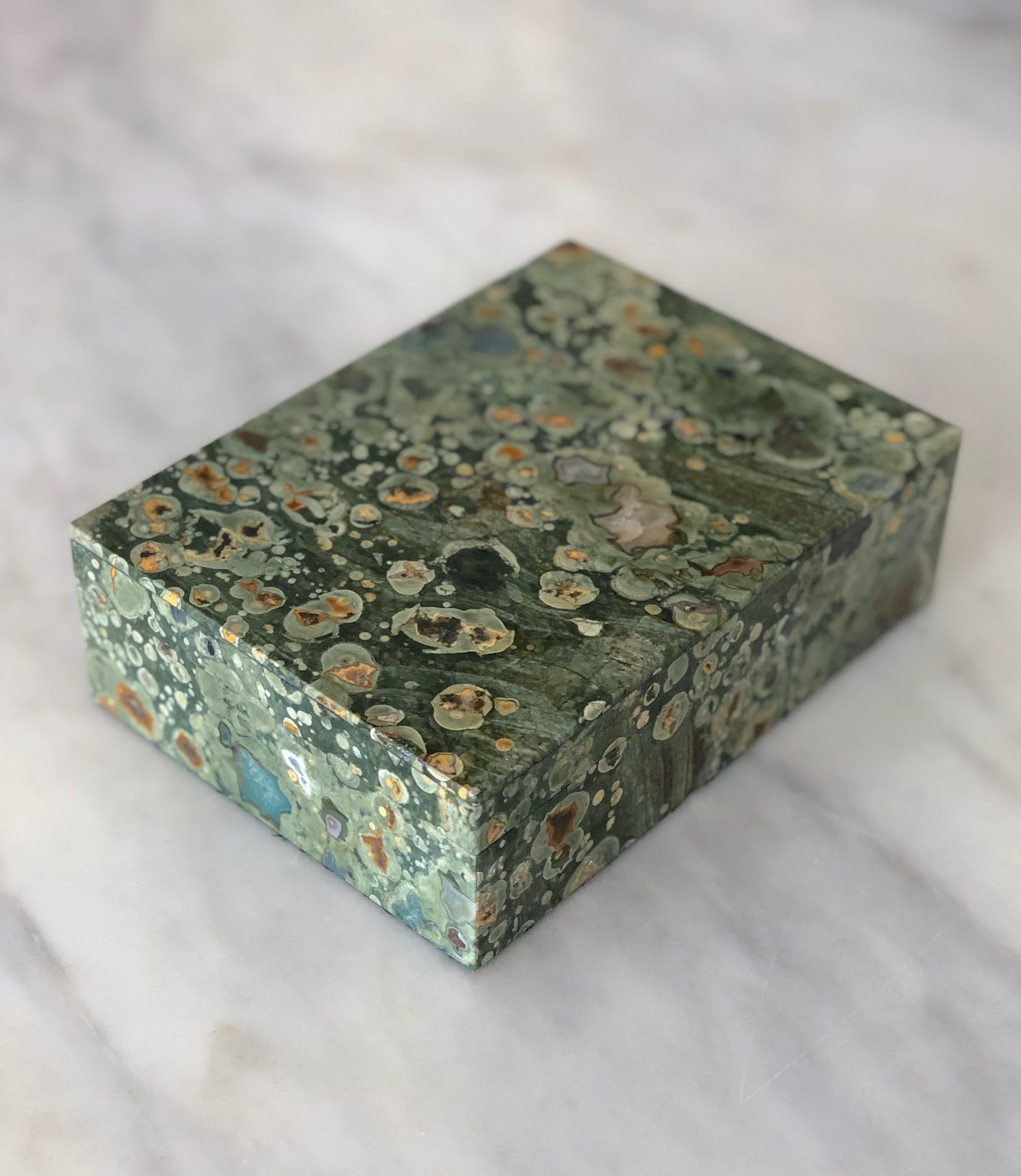 Contemporary Ocean Jasper Stone Hinged Box