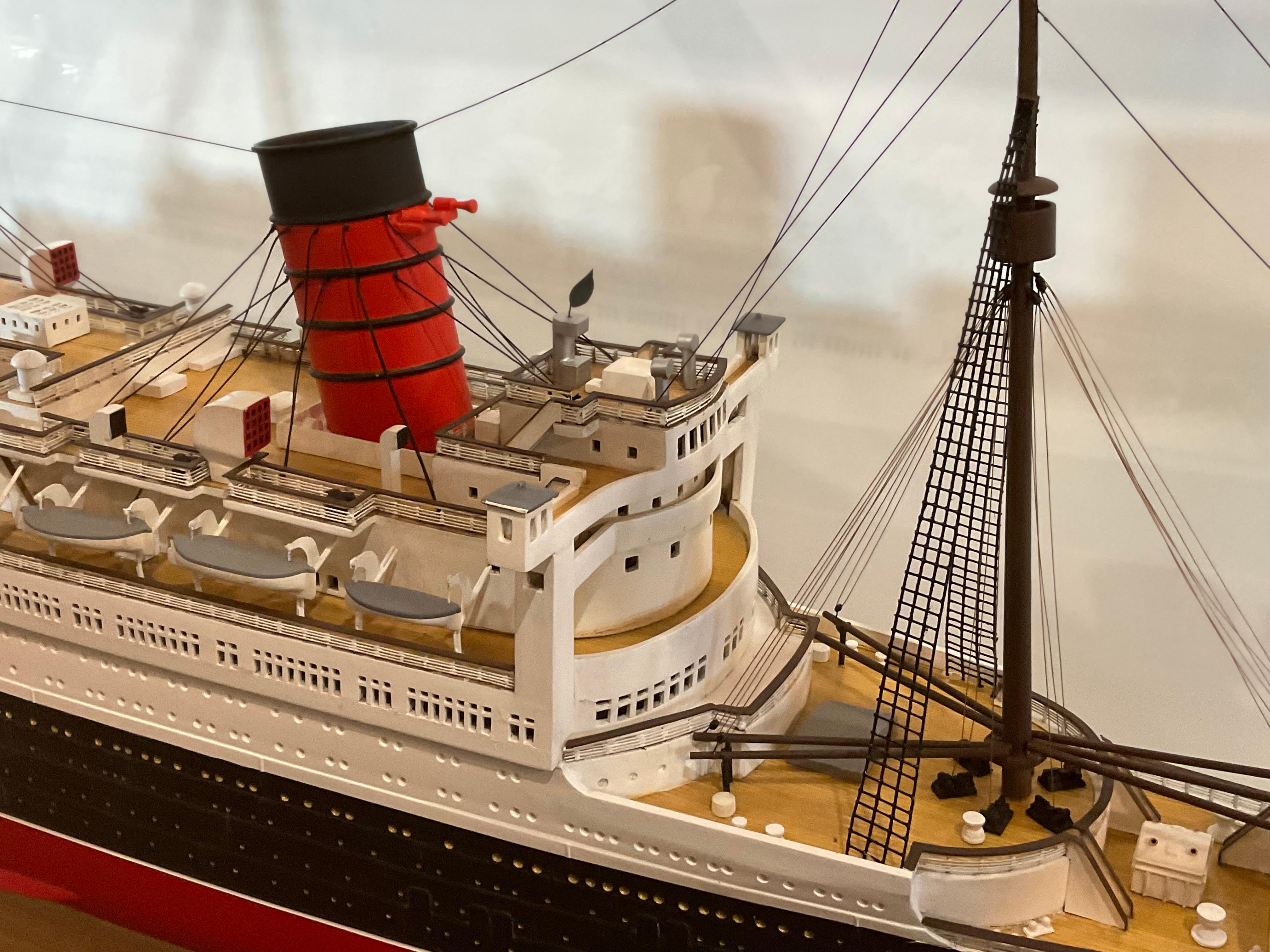 Contemporary Ocean Liner Queen Mary Ship Model For Sale