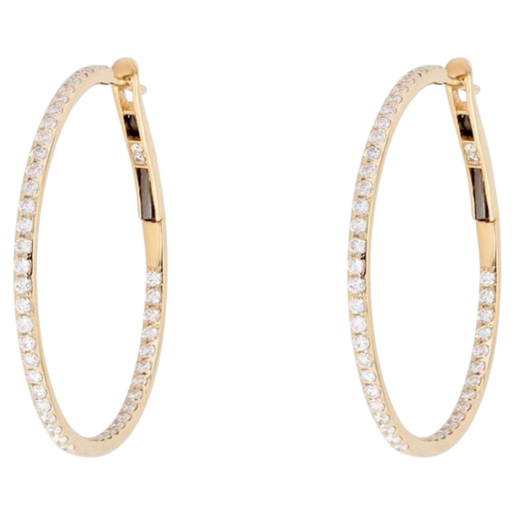 Pendientes de aro de oro de 14K con diamantes de 1,08 ct en total