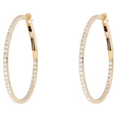 1.08ctw Diamond 14K Gold Hoop Earrings