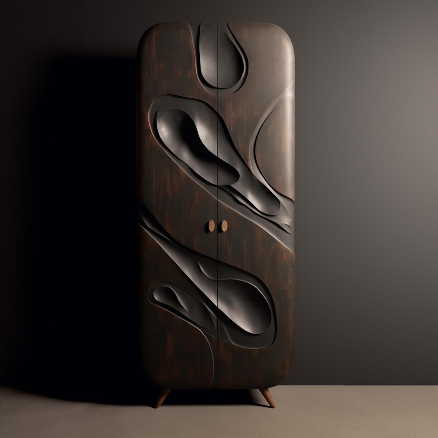 Oceanic cabinets 

In the sculpted undulations of this limited edition oak cabinet lies the profound narrative of our planet's most vast and mysterious expanse: the ocean. Crafted with precision from recycled oak wood, its form echoes the waves that
