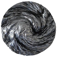 Ocean Panel Circle Wall Sculpture Dark Chrome