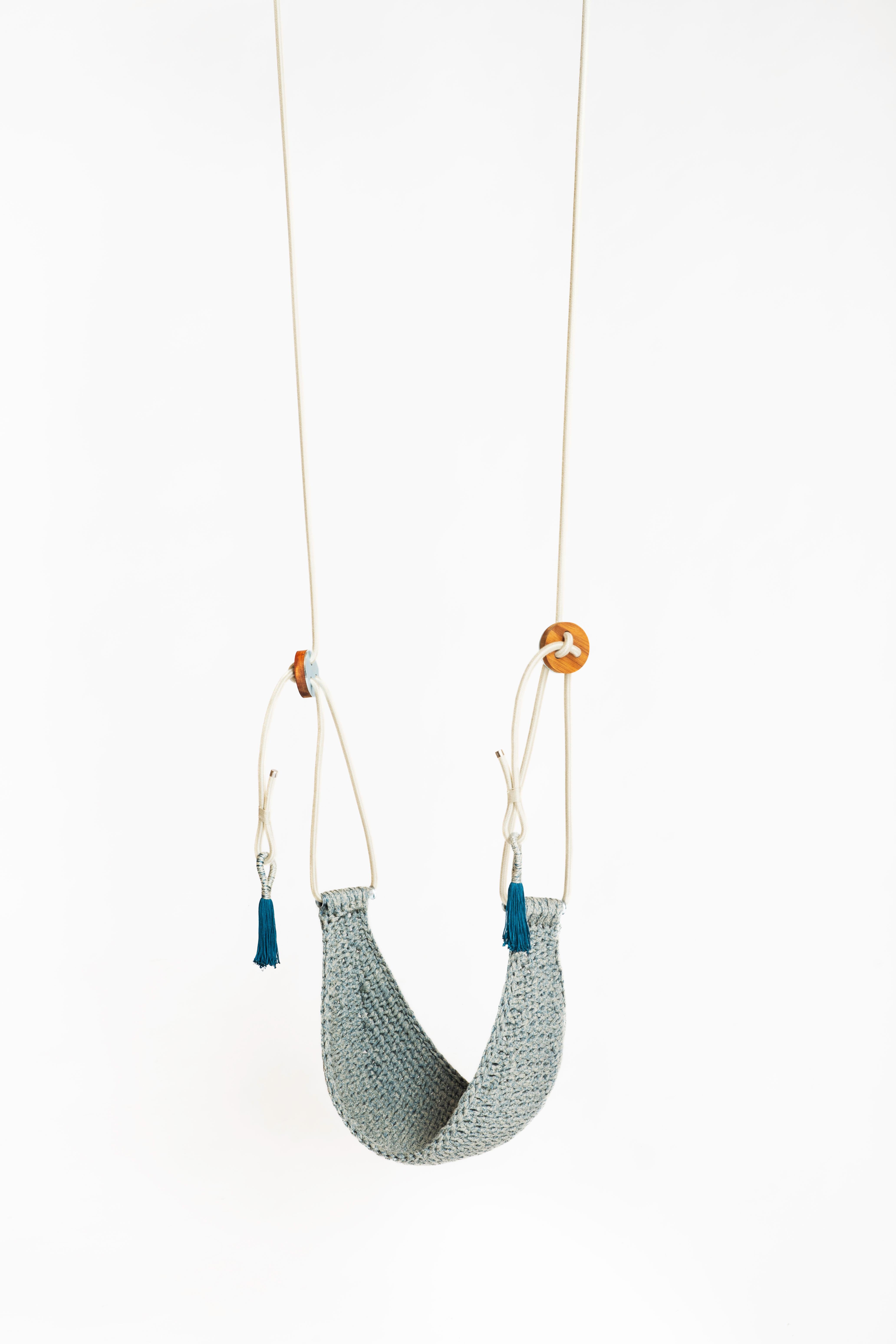 Ocean Saddle Swing Handmade Crochet Outdoor UV Protected Textile Hammock Seat In New Condition In Tel Aviv, IL