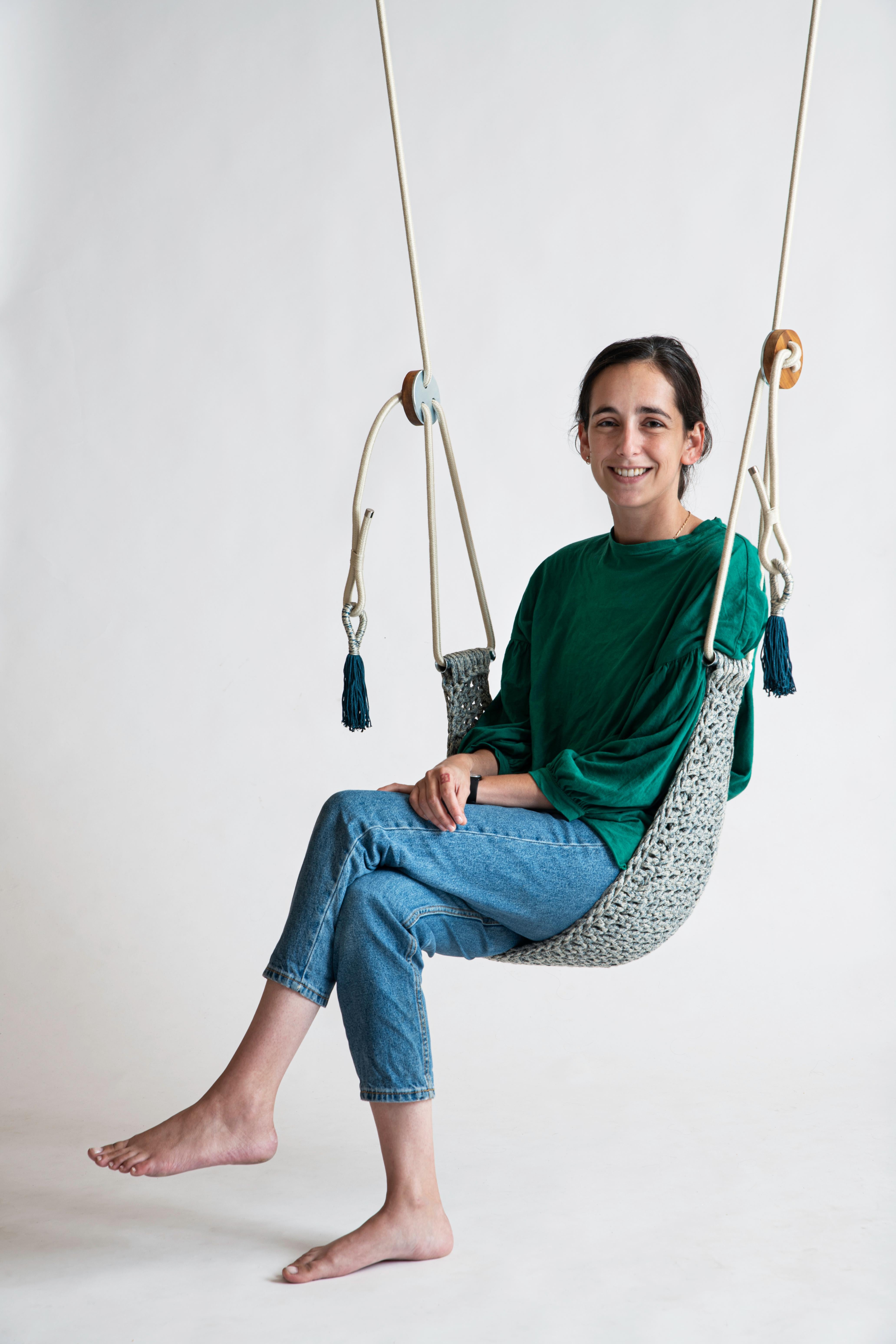 Coton Ocean Saddle Swing Siège Hamac Textile en Crochet pour l'Extérieur Protégé contre les UV
