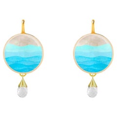 Ocean, sea themed Mother of Pearl Earrings with quartz briolettes